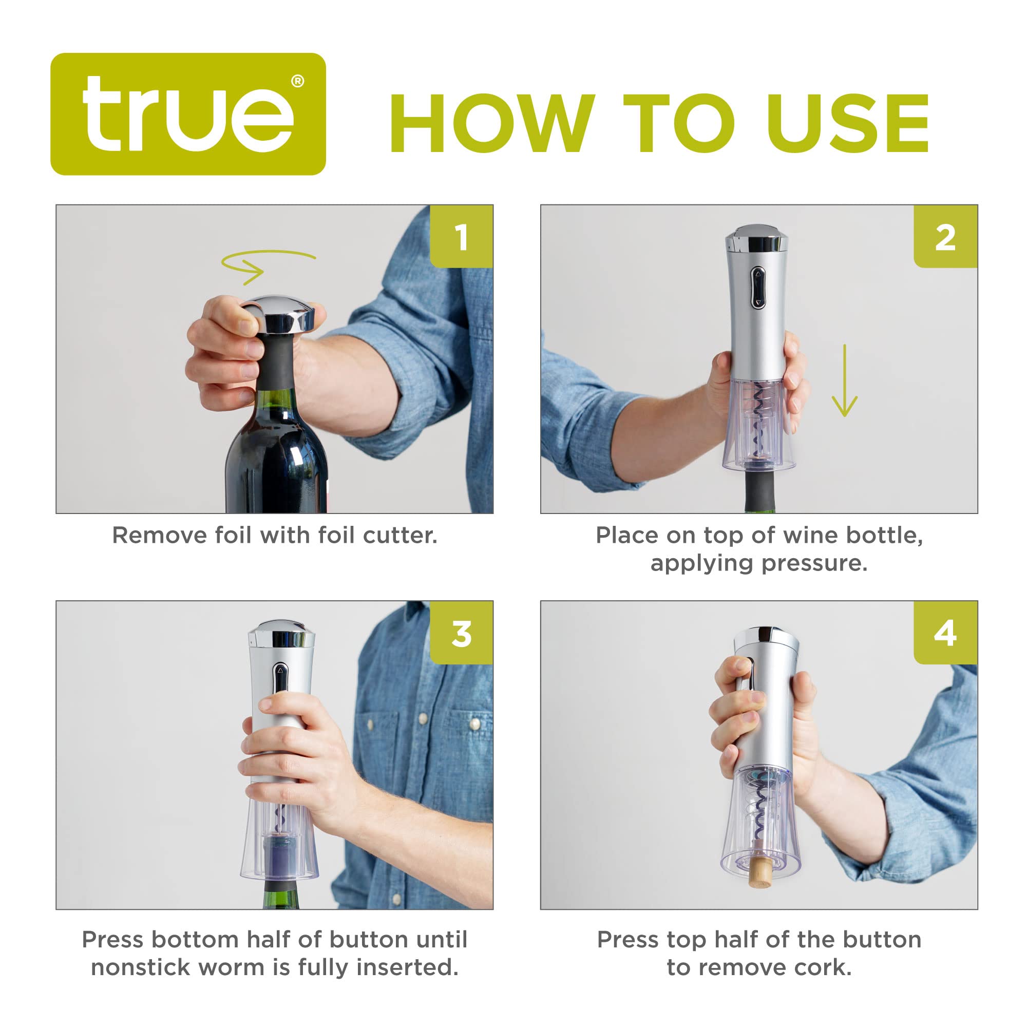 Amazon.co.jp: True Silver Lux 電動コルクスクリュー エア&電動ワイン